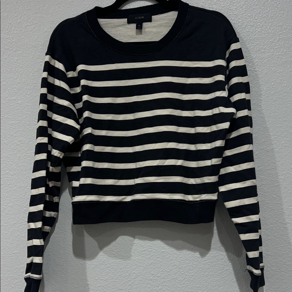J. Crew Navy and Cream Striped Pullover